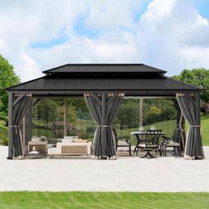 Covered Outdoor Gazebo Mosquito Netting Replacement Universal 6-Panel Sidewalls 12' x 20', Outdoor Gazebo Mosquito Nettings with Double Zipper, Replacement for Patio Canopy, Garden (Mosquito Net Only)