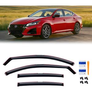 In-Channel Rain Guards for Nissan Altima 2019-2026, Window Visor Shields Vent Deflector Shade Wind Dark Smoke 2020 2021 2022 2023 2024 2025 19 20 21 22 23 24 25 26, Tape-On Inside-Mount, 4PCS