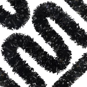 66 Ft Christmas Tinsel Garland Thick Tinsel Garland Xmas Tree Decorations Metallic Tinsel Twist Garland for Christmas, Birthday, Party Decor Indoor Outdoor Party Supplies (Black)