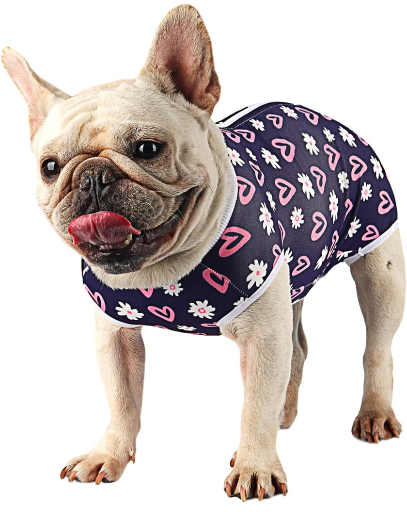 Dog Surgery Suit Female Spay Recovery Suit for Dogs Surgical Recovery Suit for Female Dog Neuter Recovery Suit Male Dogs Onesie for Surgery Fits Small Medium Dog Love/Flower ,Size M