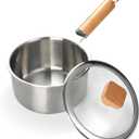 1.5QT Saucepan with Lid, Uncoated Non-Toxic Stainless Steel Sauce Pan, Induction Base Sauce Pot with Staly-Cool Handle for Most Cooktops, Dishwasher Safe