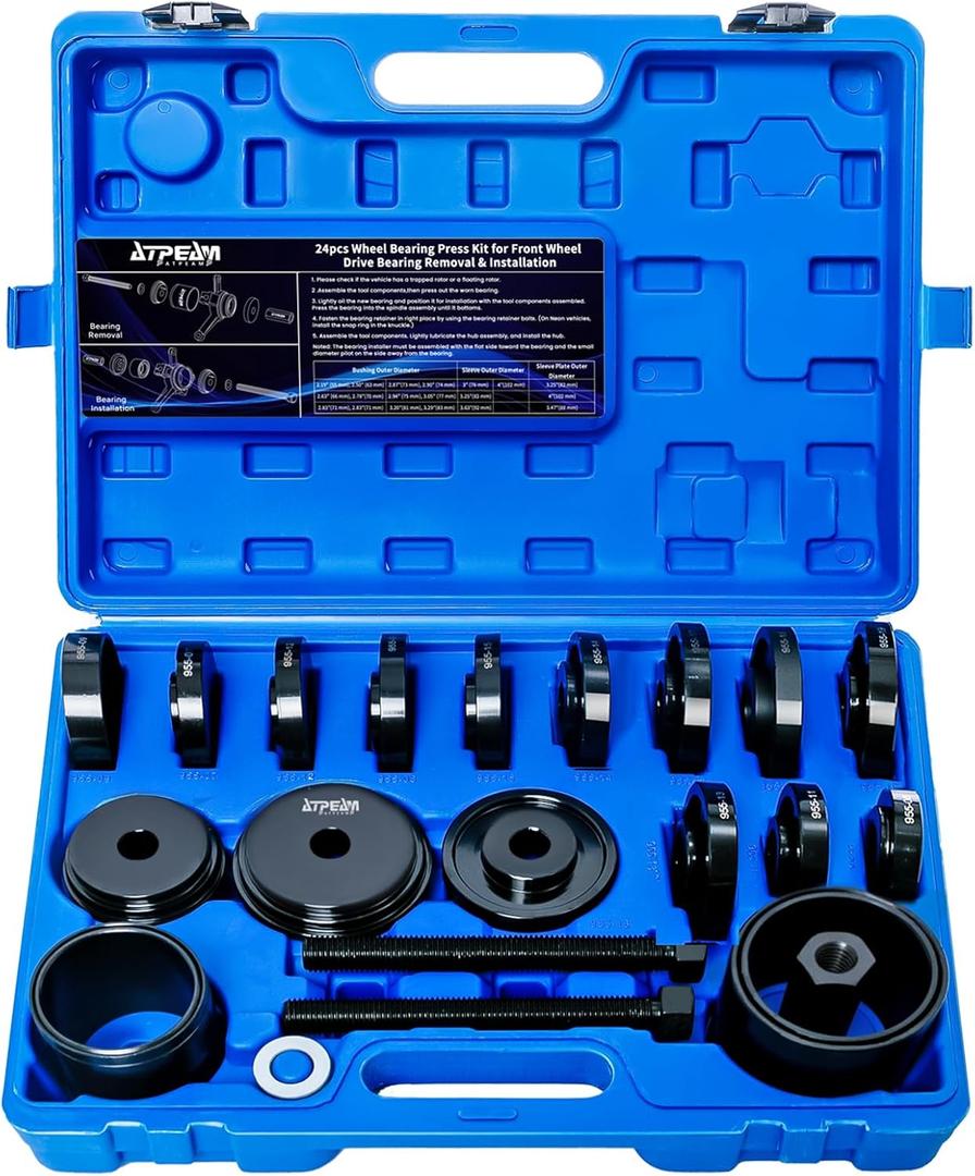 ATPEAM 24pc Wheel Bearing Press Kit, Bearing Removal & Installation Set Universal Bushings