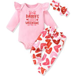 HINTINA Preemie Newborn Infant Baby Girl 1st First Valentines Outfits (Red), Preemie