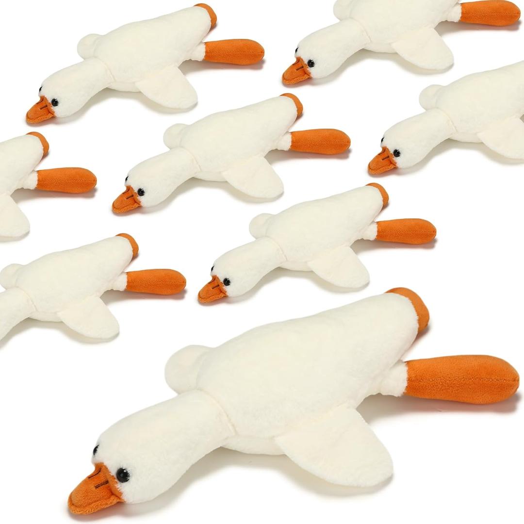 HyDren 8 Pcs Goose Stuffed Animal 8 Inch Silly Goose Plush Soft Stuffed Animal Toy White Yellow Plush Toy Doll for Birthday Party Baby Shower Supplies Home Decorations