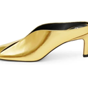 Gold Womens Kitten Heels Square Closed Toe Slip On Mule Sandals Dress Pumps 7