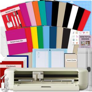 Cricut Explore 5 Rainbow Essential Bundle - for Vinyl, HTV, Stickers, Cards & Custom Decals - Includes Smart Vinyl, Smart Iron-On, Printable Vinyl, Cardstock & 100+ Project eBook