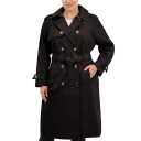 London Fog Women's 3/4 Length Double-Breasted Trench Coat with Belt M Black