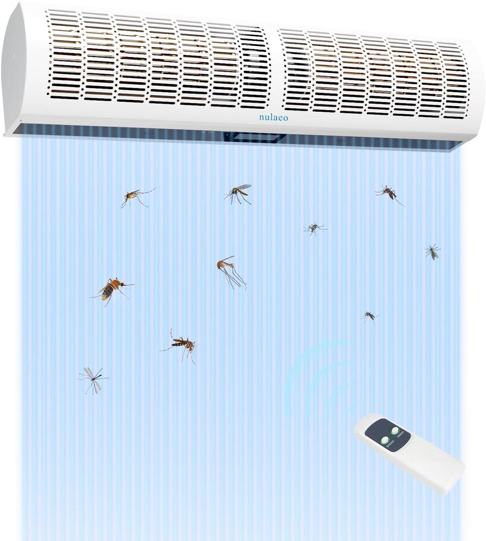 36" Home Wall-Mounted Air Curtain, Blocks Insects & Bugs from Entering, Dual-Speed Strong Air Curtain with Auto Door Magnetic Switch