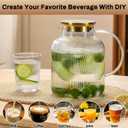 2 Liter 68 Ounces Glass Pitcher with Lid and Spout, Large Vertical Stripes Water Pitcher ribbed Borosilicate Glass Fridge Water Carafe for Cold Brew, Coffee, Lemonade, Sun Tea,Heat Resistant (Clear)