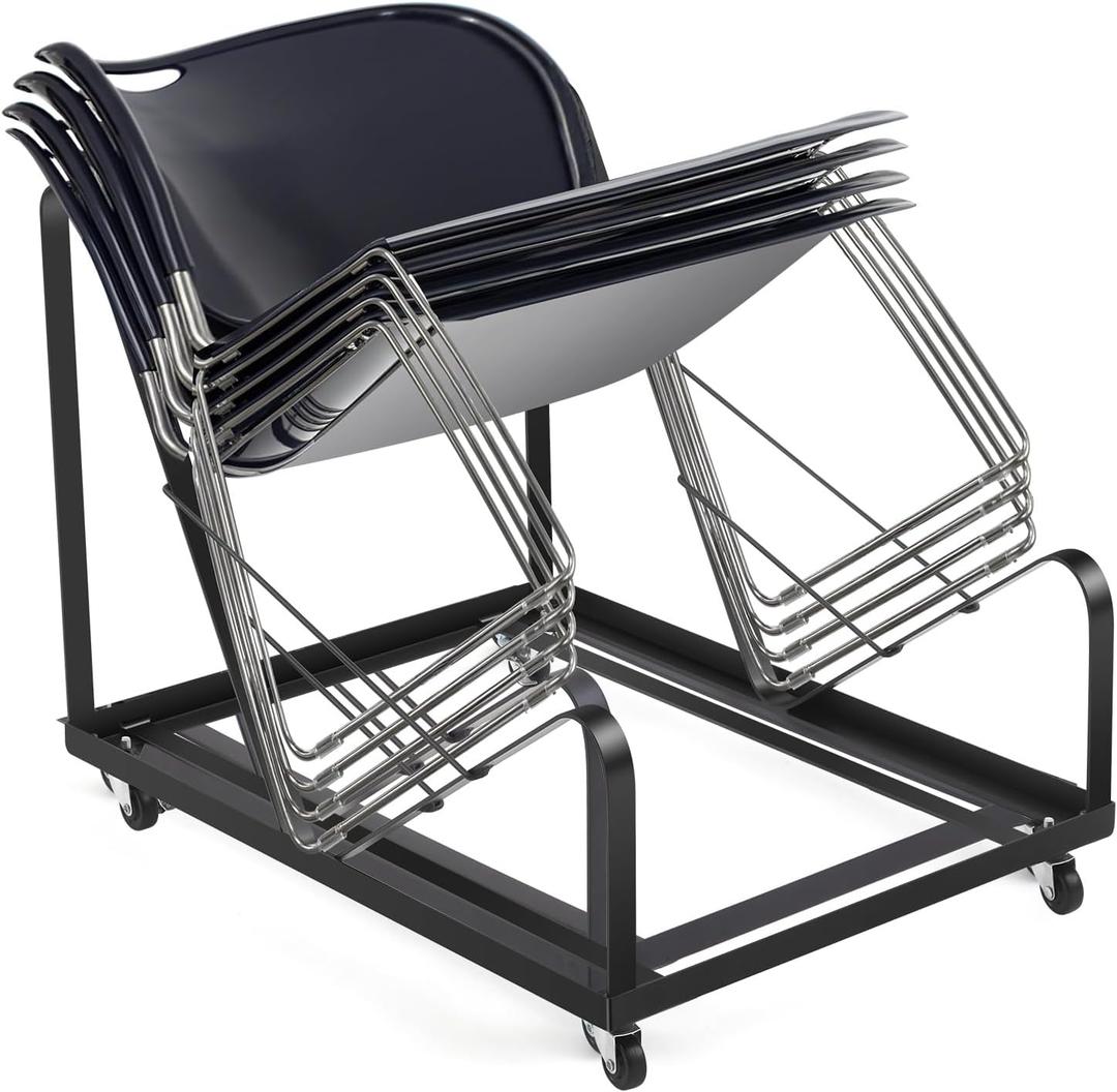 Sled Base Stack Chair Dolly for Stackable Chairs Heavy Duty Black Chair Base with Wheels Powder Coated Steel Frame for Party Event, Hotel