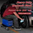 Rolling Mechanic Stool with Wheels, Creeper Seat with 3 Built-in Tool Drawers, Side Tool Tray & Rear Bottle Tray for Shop & Work, Garage Use (14" L × 15" W × 15" H), Universal