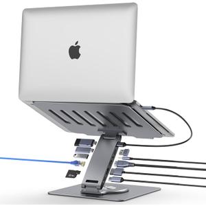 Laptop Docking Station Stand 11-IN-1 Triple Display HDMI DP 4K60Hz Gigabit Ethernet USB3.1 PD100W SD/TF Card Reader Audio 360Swivel Laptop Stand with USB Hub for MacBookPro/Air/Dell/HP/Surface/Lenovo Laptop Docking Station Stand 11-IN-1 Triple Display HDMI DP 4K60Hz Gigabit Ethernet USB3.1 PD100W SD/TF Card Reader Audio 360Swivel Laptop Stand with USB Hub for MacBookPro/Air/Dell/HP/Surface/Lenovo