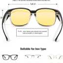 BIRCEN Polarized Fit Over Sunglasses: Wear Over Glasses Sunglasses Wrap Around Fitover Shades for Men Women UV Protection (J-black Frame Night Vision Lens)