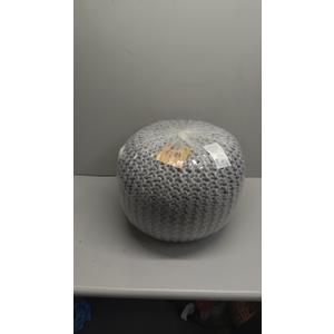 FRELISH DECOR Round Pouf Ottoman Hand Knitted 100% Cotton Pouf Foot Stool - Knitted Bean Bag -Floor Chair for Living Room Bedroom - Foot Rest for Couch (20 Diameter x 14 Height) - Light Grey