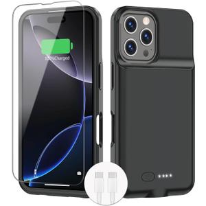 BOPPS Battery Case for iPhone 16 Pro Max 2026-Newest Ultra-Slim 8500mAh Portable Portable Protective Charger Case Support Carplay Compatible with iPhone 16 Pro Max Charging case,Black