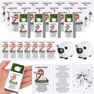 Wonderjune Lamb of God Christian Mothers Day Sunday School Gifts Bulk Miniature Sheep Bible Verse Card Religious Gifts Bible Verse Prayers Christian Party Favors First Communion(22 Sets,Lamb)