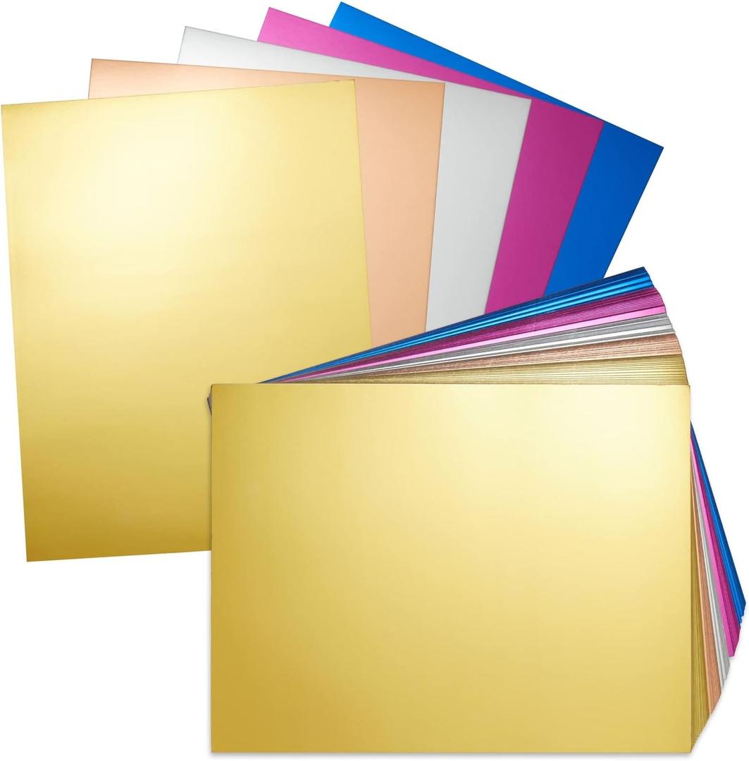 Bright Creations 100 Sheets Metallic Cardstock Paper - Thick 250 GSM 8.5x11 for Arts, Crafts, Classroom, DIY Projects (Assorted Colors, Letter Size) - Foil Card Stock