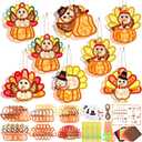 Motipuns 24 Sets Thanksgiving Turkey Ornaments Crafts Turkey Paper Suncatchers Thanksgiving Fall DIY Kit Pumpkin Crafts Decorations for Harvest Festival Activities