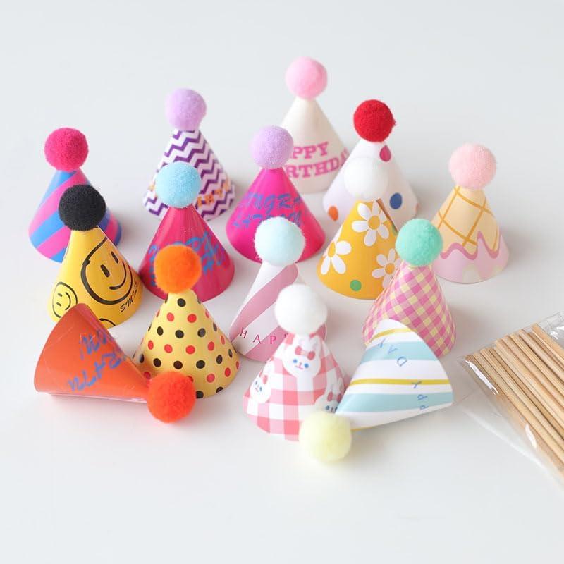 15 Mini Birthday Hats Colorful Party Hats for Birthdays, Easter, Christmas, Thanksgiving Cake Decorations