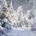 Dudaacvt 7x5FT White Winter Forest Scene Photography Backdrop Wonderland Snowflake Landscape Background for Christmas Xmax Family Holiday Party Decorations Supplies Banner