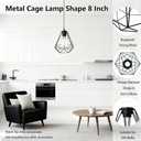 Metal Pendant Lamp Shade Cover, 8 Inch Black Hanging Light Bulb Cage Covers Guard, Industrial Iron Replacement Light Shade, Vintage Light Fixture Covers Decorative Shade Only, 3 Pack,E26