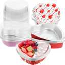 24 Sets Valentine's Day Large Heart Shaped Cake Pans with Lids, 255ml/9oz Disposable Heart Cake Pan Cupcake Baking Cups Liners Tins Ramekins Containers for Valentine's Day Food Wedding Birthday Party