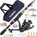 PLUSINNO Fishing Rod and Reel Combo,Fishing Pole,Telescopic Fishing Rod Kit with Spinning Reel, Telescopic Fishing Pole with Carrier Bag for Freshwater Saltwater for Men Women (1.98M 6.49FT)