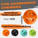 Fida Natural Rubber Dog Balls for Aggressive Chewers, Durable Dog Chew Toys for Large Dogs, Interactive Fetch & Tug of War Toys for Medium Large Breed Non-Toxic Dish Washable,4.5 * 4.5"