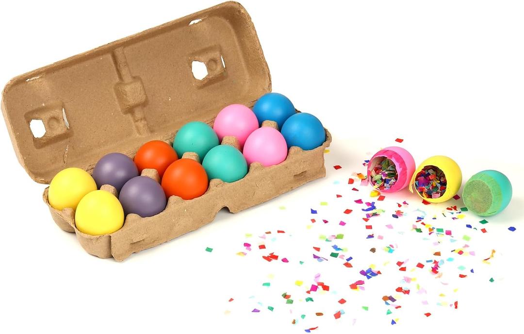 Easter Confetti Eggs, Cascarones Colorful Confetti Filled (Pack of 3 - Total 36 eggs)