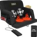 Heated Massage Reclining Stadium Seat, 25 Inch Bleacher Chair with 10000mAh Portable Bank, 6 Reclining Positions for Camping, Games & Sports (1pcs Black)