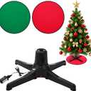 Hortsun 360 Degree Rotating Christmas Tree Stand with 30'' Mat Electric Revolving Base Stand Holder for up to 7.5ft Spinning Xmas Tree with Built-in Electrical Outlet and 2 Settings Trunk Diameter