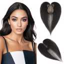 Hairro Human Hair Toppers For Women Lace Base Remy Topper Hair Pieces No Bangs Clip On Topper Handmade Wiglet Hair Extensions For Hair Loss 11 Inches 21g #1B Natural Black