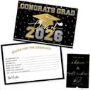 2 x 50PCs Graduation Wish & Advice Cards for Class of 2026 - Graduation Party Favors ，Graduation Decorations, Congrats Grad Graduation Cards to Cherish Memories（Black and Gold）