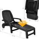Tangkula Outdoor Chaise Lounge Chair, 5-Position Adjustable Recliner with Storage Box and Flexible Wheels, All-Weather Folding Patio Lounge Chair for Poolside, Beach and Backyard (1, Black)