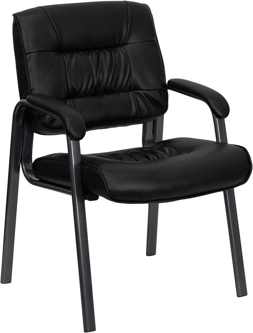 Flash Furniture LeatherSoft Reception Chair, Black/Titanium Gray