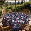 Outdoor Tablecloth with Umbrella Hole Elegant Zipper Patio Table Cloth for Outdoor Patio Garden Yard Decor