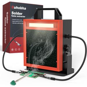 Solder Fume Extractor with LED Light & 2 Helping Hands, Solder Fan with Adjustable Angle Bracket, Smoke Absorber Suitable for Soldering, Diy and More