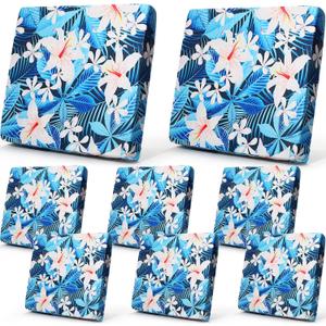 8 Pcs Christmas Cushion Covers Patio Stretch Outdoor Cushion Cover Farmhouse Classic Decorative Replacement Furniture Sofa Couch Slipcover Seat Protector, Home Decor(White Floral)