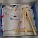 50 Pcs Baby Shower Game White Bib Supply Include 1 Wood Baby Shower Game Sign 25 DIY Blank White Bib Feeder 24 Fabric Marker(Butterfly)