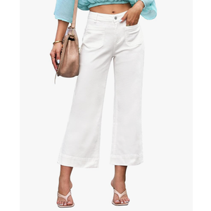 luvamia Wide Leg Jeans for Women Trendy High Waisted Flare Jeans Cropped Denim Pants Stretchy Baggy with Patch Pockets, XS