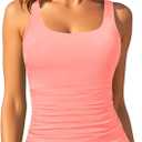 Aqua Eve Tankini Tops for Women Swimwear Top Only Tummy Control Bathing Suit Top No Bottom (Available in Plus) (Pink, XXL)