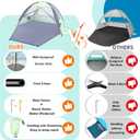 Happy Travel Beach Tent Sun Shelter for 6 Person, Portable UPF 50+ UV Protection Beach Shade Canopy for Family & Baby, Lightweight & Easy Setup Beach Cabana with 3 Ventilation Mesh Windows