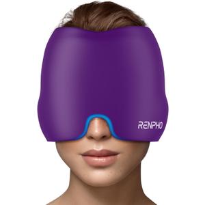 RENPHO Migraine Relief Cap, FSA or HSA Eligible Headache Relief Cap, Ice Head Wrap with Hot or Cold Therapy, Hangover Relief Products, Anxiety Relief Items, Ice Face Mask, Gifts for Women Men (Violet)