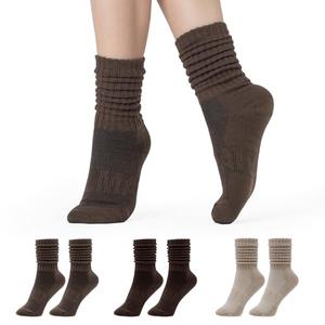 CoolMate Women's Scrunch Crew Socks, Slouchy Mid Calf Boot Socks, 3 Pairs Slouch Socks, US Size 6-10 (US, Numeric, 6, 10, Regular, Regular, 3 Pairs Brown/Light Brown/Beige)