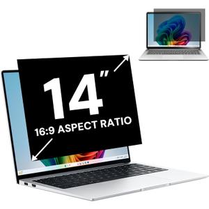 14 Inch 16:9 Laptop Privacy Screen Filter, Computer Monitor Privacy Shield and Anti Glare Blue Light Filter, Removable 14" Privacy Screen Protector and Scratch Resistant