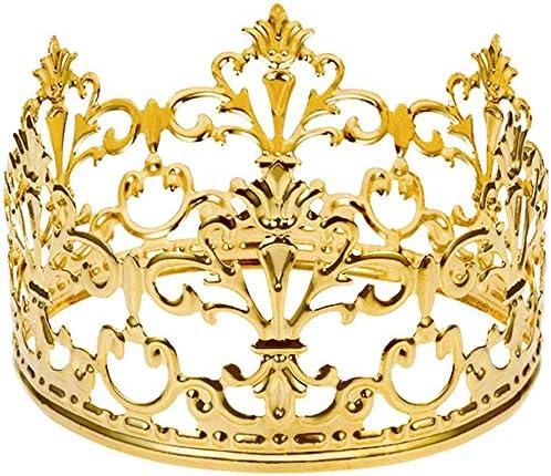 Vintage Gold Crown Cake Topper, Happy Birthday Cake Topper Party Decor, Baby shower Crown for Boys and Girls, Cake Decorations for Weddings, diameter 3.97-inch height 2.28-inch (Small)