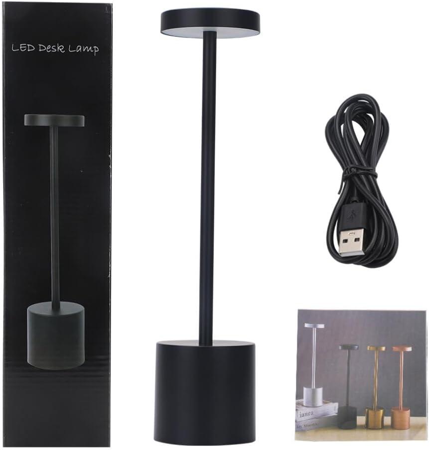 MIOBLUE Cordless LED Table Lamp,5000mAh Rechargeable Battery Powered Desk Lamp,3 Lighting Modes, Dimmable Metal Table Light for Restaurant, Outdoor, Bedroom,Coffee Bars Table,Home (Black)