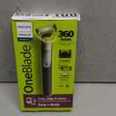 Philips Norelco OneBlade 360 Hybrid Blade for Face + Body, Electric Beard Trimmer, Shaver and Groomer, with 360 Blade Technology, 5in1 Adjustable Comb, 1x Body Kit, Model QP2834/70, Black/Lime Green