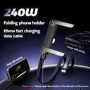 2 x 240W Invisible Stand Type-C Charger, 5-Foot 90 Angled Fast Charging Cable, Adjustable Stand Data Cable for iPhone, Foldable Phone Holder for iPhone 15/16/17, Samsung, iPad, and USB-C Devices