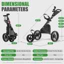 Golf Push Cart 3 Wheel with Brake, Cooler Bag, Cup/Umbrella Holder